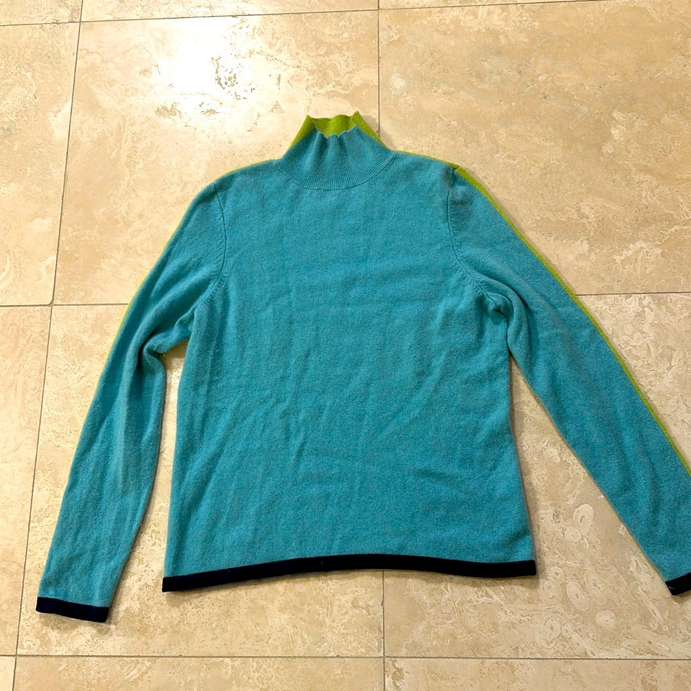 MAG Cashmere Sweater, size L, blue/green